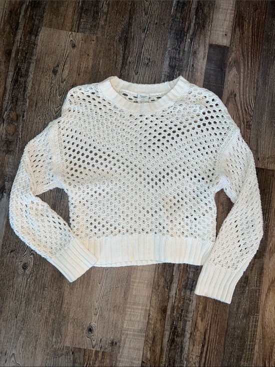 Abercrombie & Fitch Sweaters - Abercrombie & Fitch Cream Open-Knit Crewneck Sweater